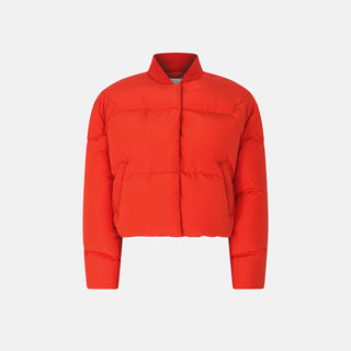 Khrisjoy Bluebell Bomber In Mat Light Nylon Fire Red - Luxury Jackets for Women